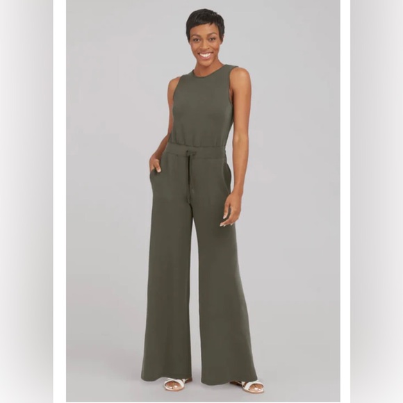 SPANX Pants - SPANX NWOT Air Essentials Sleeveless Wide Leg Jumpsuit Olive Green 1X Tall